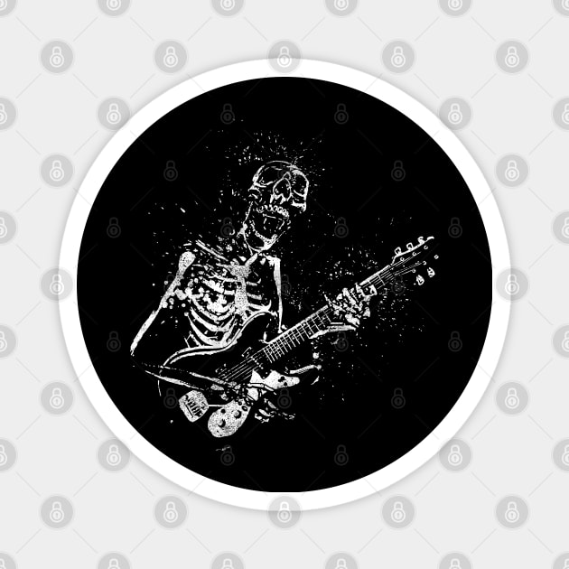 Guitar playing rock and roll skeleton Magnet by Cattle and Crow